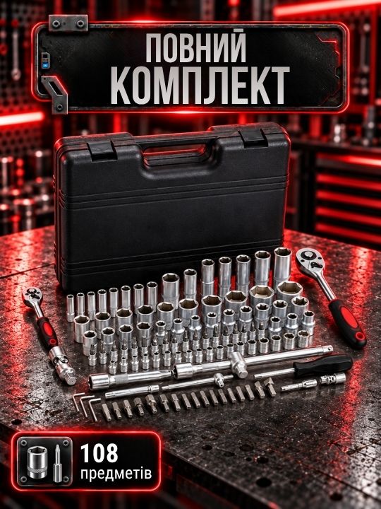 Професійний набір інструментів зі 108 предметів фото